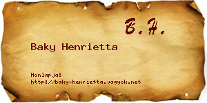 Baky Henrietta névjegykártya